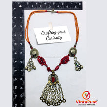 Load image into Gallery viewer, Handmade Red and Orange Beaded Chain Necklace