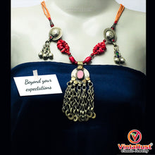 Load image into Gallery viewer, Handmade Red and Orange Beaded Chain Necklace