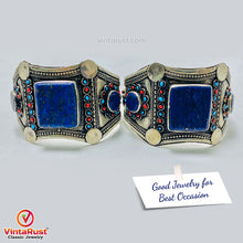 Load image into Gallery viewer, Tribal Stone Cuff Bracelet With Turquoise and Coral Beads