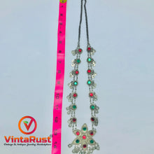 Load image into Gallery viewer, Tribal Pendant Necklace With Red and Green Glass Stone