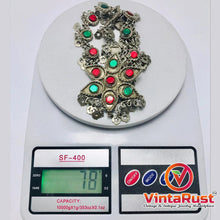 Load image into Gallery viewer, Tribal Pendant Necklace With Red and Green Glass Stone