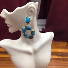 Load image into Gallery viewer, Antique Turquoise Hoop Earrings