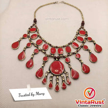 Load image into Gallery viewer, Vintage Tribal Stone Bib Necklace