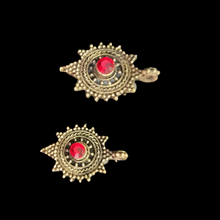 Load image into Gallery viewer, Tribal Stud Earrings With Red Glass Stone