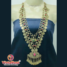 Load image into Gallery viewer, Tribal Multilayers Pendant Necklace With Pink Glass Stones