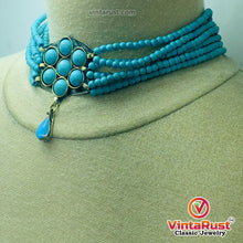 Load image into Gallery viewer, Turquoise Flower Necklace and Earrings Jewellery Set