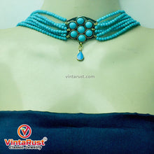 Load image into Gallery viewer, Turquoise Flower Necklace and Earrings Jewellery Set