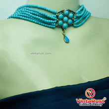 Load image into Gallery viewer, Turquoise Flower Necklace and Earrings Jewellery Set