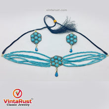 Load image into Gallery viewer, Turquoise Flower Necklace and Earrings Jewellery Set