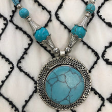 Load image into Gallery viewer, Turquoise gemstone Necklace with beaded dori