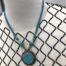 Load image into Gallery viewer, Turquoise gemstone Necklace with beaded dori