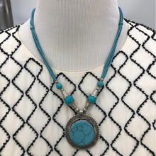Load image into Gallery viewer, Turquoise gemstone Necklace with beaded dori