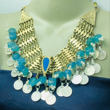 Load image into Gallery viewer, Turquoise Stone With Coins Choker Necklace, Tribal Necklace