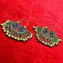 Load image into Gallery viewer, Blue and Red Light Weight Hoop Earrings