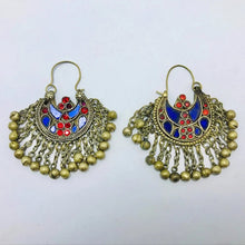 Load image into Gallery viewer, Blue and Red Light Weight Hoop Earrings