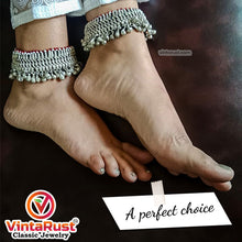 Load image into Gallery viewer, Vintage Tribal Silver Kuchi Anklets Pair With Bells