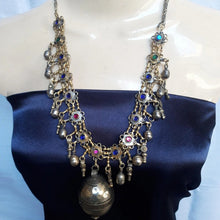 Load image into Gallery viewer, Vintage Bells Tribal Afghan Bib Necklace