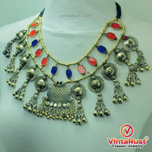 Load image into Gallery viewer, Vintage Blue and Red Statement Choker Necklace