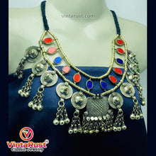 Load image into Gallery viewer, Vintage Blue and Red Statement Choker Necklace