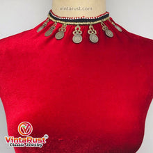 Load image into Gallery viewer, Vintage Statement Choker Necklace With Dangling Coins