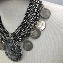 Load image into Gallery viewer, Vintage Coins and Silver Bells Choker Necklace