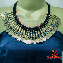 Load image into Gallery viewer, Boho Choker Necklace With Beads and Vintage Coins