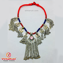 Load image into Gallery viewer, Vintage Dangling Coins and Long Silver Bells Necklace