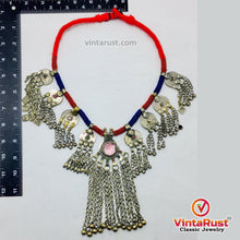 Load image into Gallery viewer, Vintage Dangling Coins and Long Silver Bells Necklace