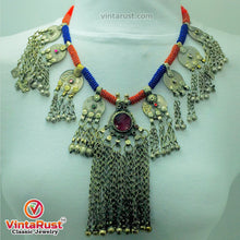 Load image into Gallery viewer, Vintage Dangling Coins and Long Silver Bells Necklace