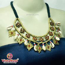 Load image into Gallery viewer, Vintage Choker Necklace With Dangling Golden Motifs and Shells