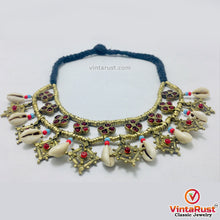 Load image into Gallery viewer, Vintage Choker Necklace With Dangling Golden Motifs and Shells