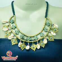 Load image into Gallery viewer, Vintage Choker Necklace With Dangling Golden Motifs and Shells