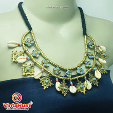 Load image into Gallery viewer, Vintage Choker Necklace With Dangling Golden Motifs and Shells