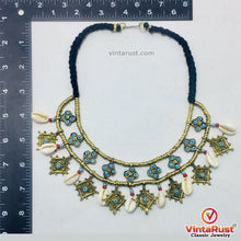 Load image into Gallery viewer, Vintage Choker Necklace With Dangling Golden Motifs and Shells