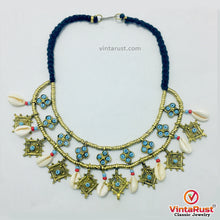 Load image into Gallery viewer, Vintage Choker Necklace With Dangling Golden Motifs and Shells