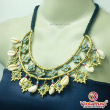 Load image into Gallery viewer, Vintage Choker Necklace With Dangling Golden Motifs and Shells