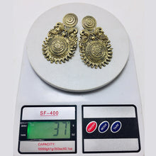 Load image into Gallery viewer, Vintage Massive Golden Tone Tribal Earrings