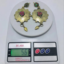 Load image into Gallery viewer, Vintage Massive Tribal Golden Tone Dangle Earrings