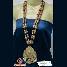 Load image into Gallery viewer, Vintage Metal and Glass Stones Beaded Long Chain Pendant Necklace