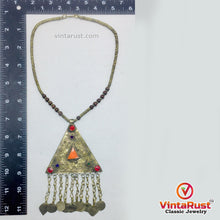 Load image into Gallery viewer, Vintage Metal And Wooden Beaded Chain Pendant Necklace