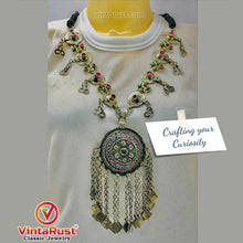 Load image into Gallery viewer, Vintage Pendant Necklace With Glass Stones and Tassels