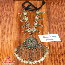 Load image into Gallery viewer, Vintage Pendant Necklace With Glass Stones and Tassels