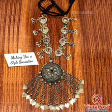 Load image into Gallery viewer, Vintage Pendant Necklace With Glass Stones and Tassels
