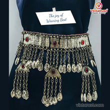 Load image into Gallery viewer, Vintage Turkman Belt With Dangling Pendants and Glass Stones