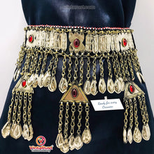 Load image into Gallery viewer, Vintage Turkman Belt With Dangling Pendants and Glass Stones