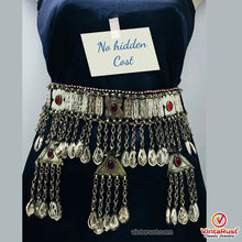 Load image into Gallery viewer, Vintage Turkman Belt With Dangling Pendants and Glass Stones