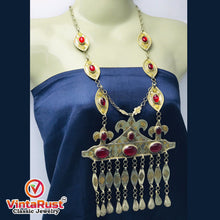 Load image into Gallery viewer, Vintage Turkmen Long Chain Massive Pendant Necklace