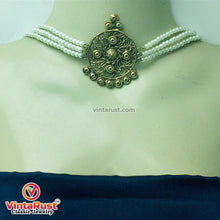 Load image into Gallery viewer, White Pearls Beaded Choker Necklace With Earrings and Ring