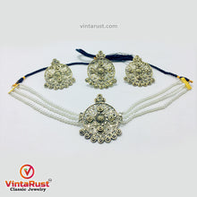 Load image into Gallery viewer, White Pearls Beaded Choker Necklace With Earrings and Ring