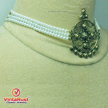 Load image into Gallery viewer, White Pearls Beaded Choker Necklace With Earrings and Ring